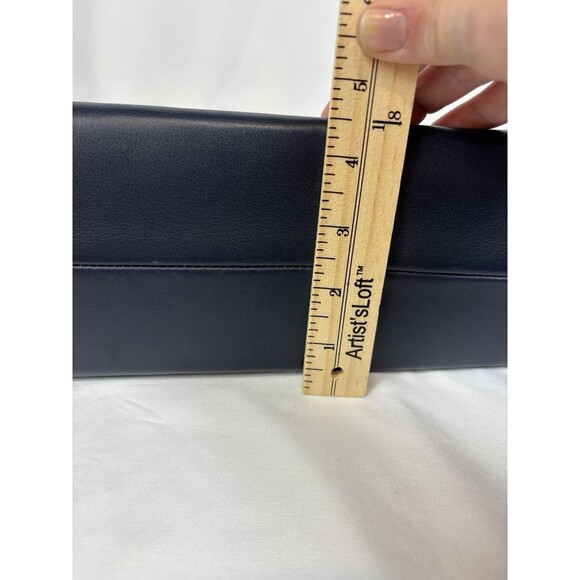 Sophie Hulme Albion Tote Bag Navy Blue Leather Top Handle Shoulder Strap - Picture 11 of 14